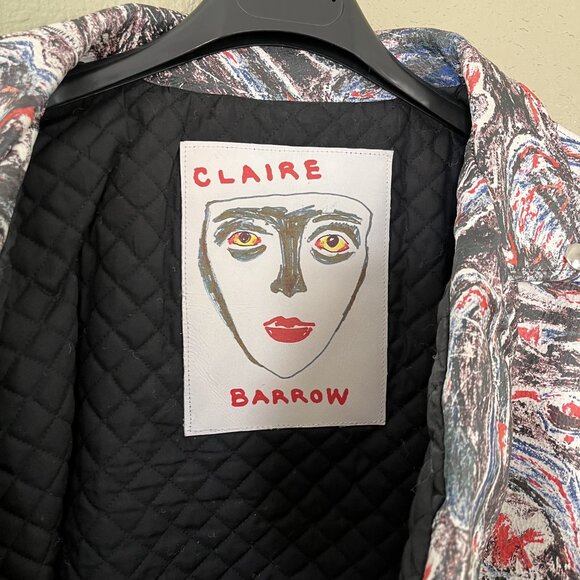 Claire Barrow Leather Painted Biker jacket Medium - Picture 2 of 9